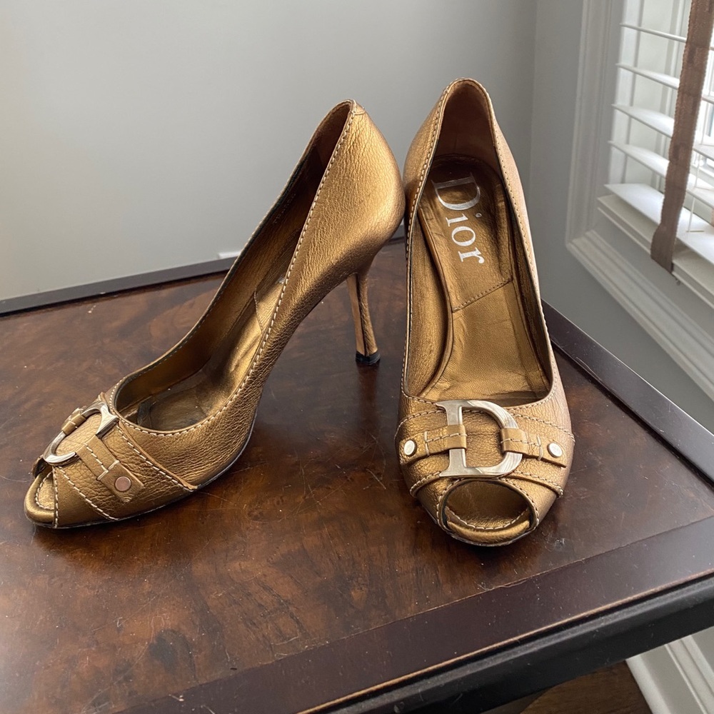 Dior Medallion Peep Toe Heels